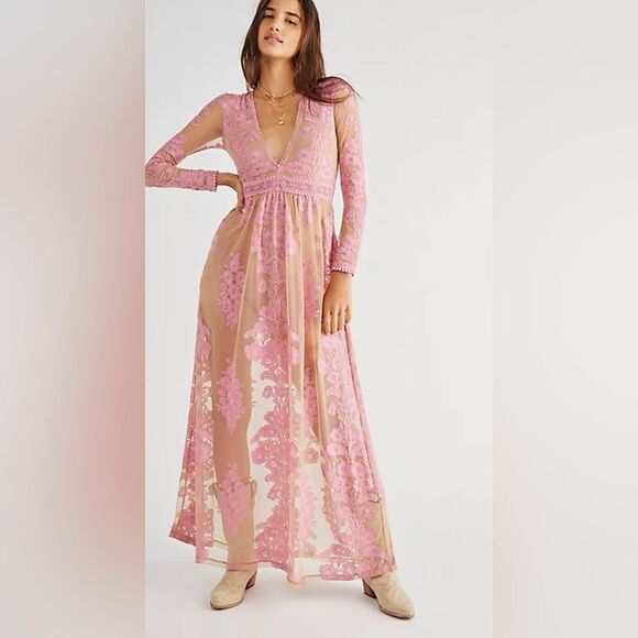 For Love & Lemons Temecula Maxi Dress in Pink - Picture 2 of 9